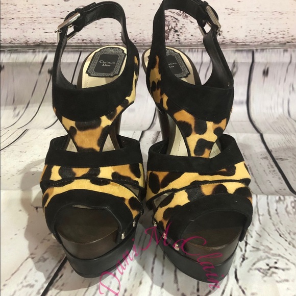 Christian Dior Leopard Pony Hair Platform Sandal - Picture 2 of 8